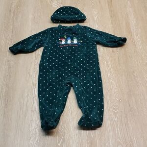 Unisex baby footed velour pajamas My First Christmas